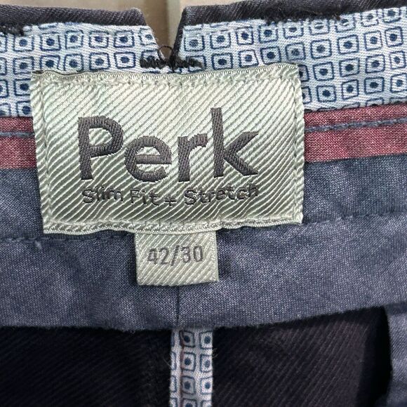 Perk Mens Pants 42x30 Blue Flat Front Basic Work Office Career Professional - Picture 2 of 10
